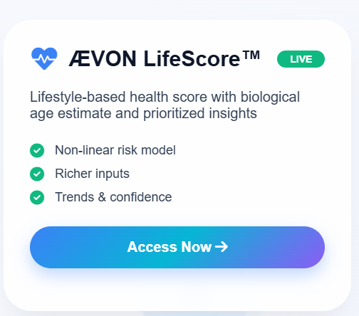AI health dashboard with biological age and risk insights